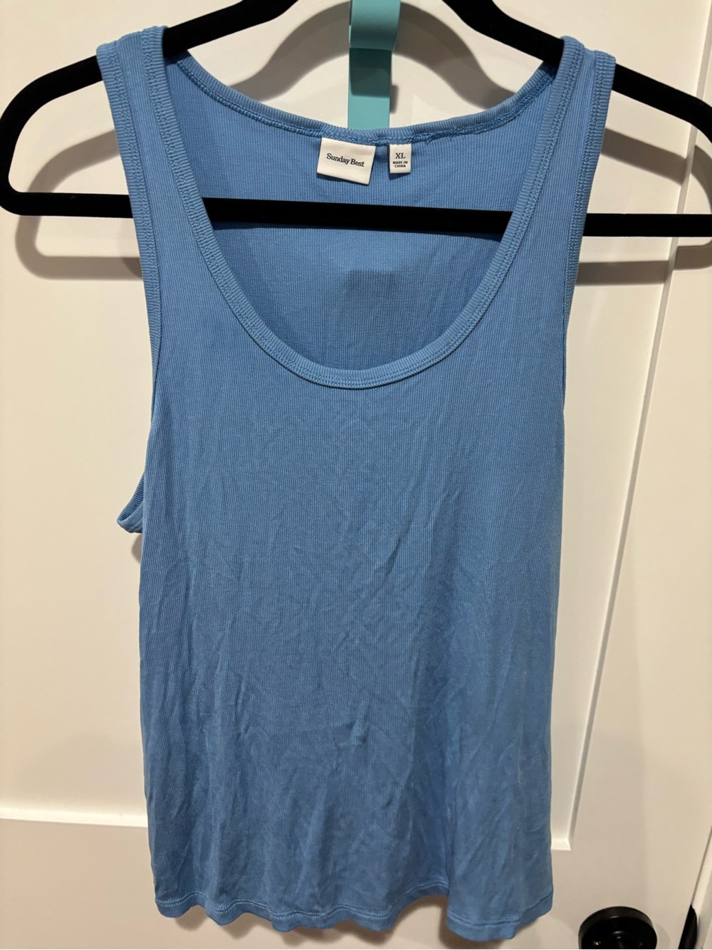 Aritzia Sunday Best Blue Ribbed TENCEL Modal Tank Top XL